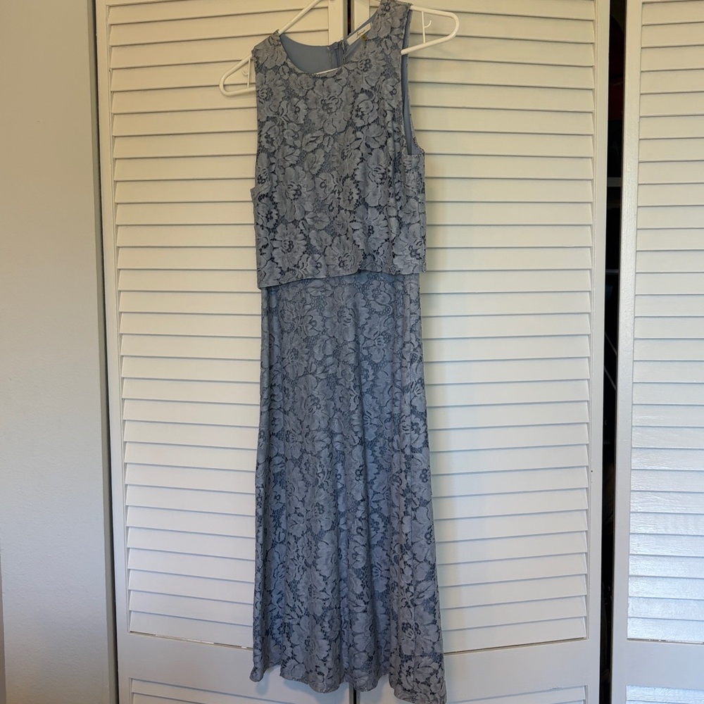 Soprano Light Blue Lace Midi Dress